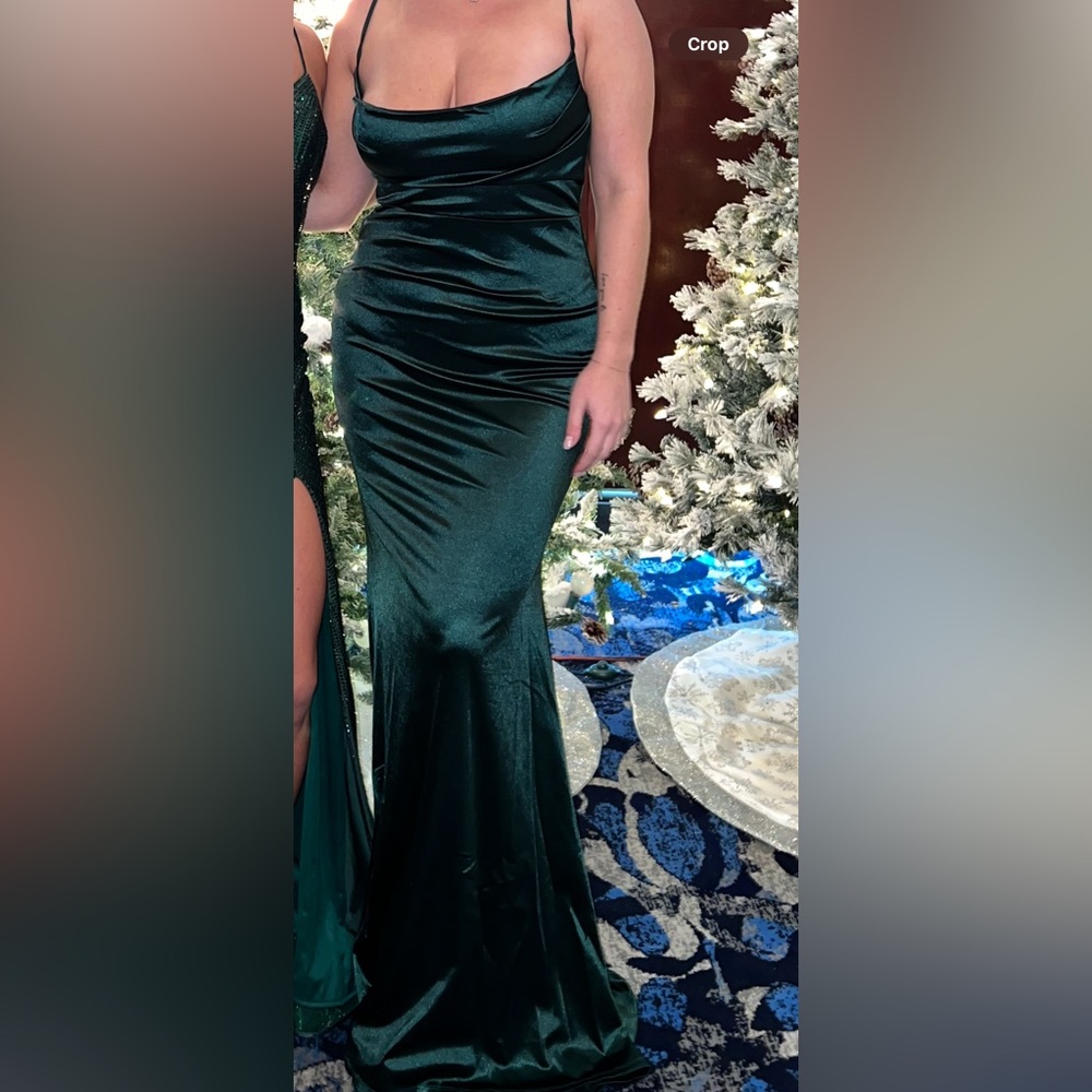 Formal Satin Emerald Long Dress